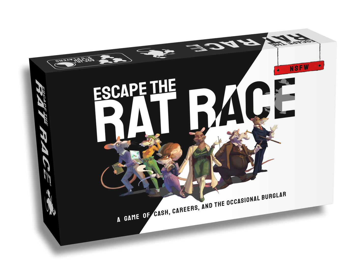 Main product image of the Escape The Rat Race NSFW Edition box, a hilarious adult party game for ages 18+.